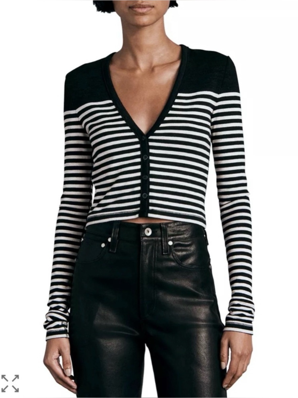 Rag & Bone Women's The Knit Breton Stripe Cardigan Black white size XS
